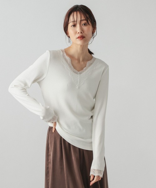 GLOBAL WORK（グローバルワーク） tシャツ BeauteeレースVネックプル
