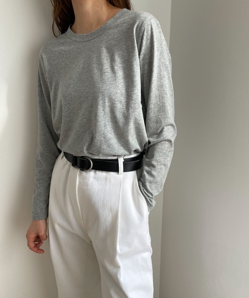 tシャツ harmonie -OrganicCotton-　無地ラウンドロングTシャツ レディース
