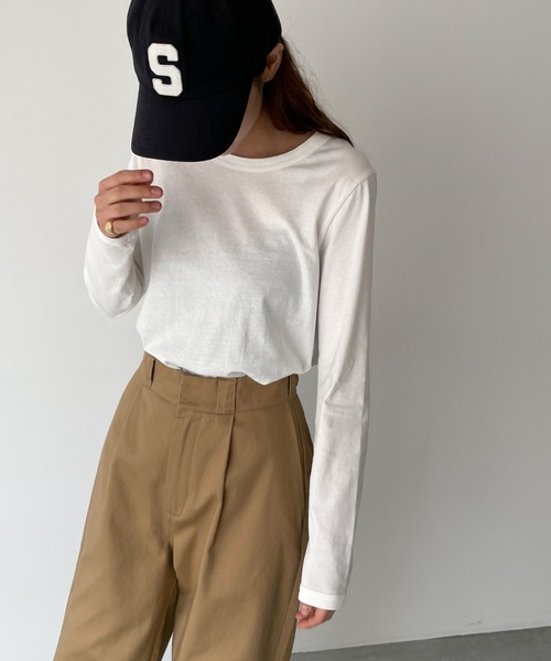 tシャツ harmonie -OrganicCotton-　無地ラウンドロングTシャツ レディース