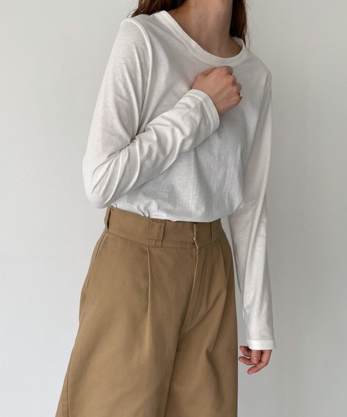 tシャツ harmonie -OrganicCotton-　無地ラウンドロングTシャツ レディース
