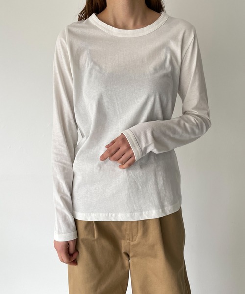 tシャツ harmonie -OrganicCotton-　無地ラウンドロングTシャツ レディース