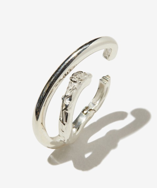 イヤーカフ rehacer : Rose W Ring Ear Cuff Made in Japan / ローズ ダブル リング イヤーカフ メイドイの画像