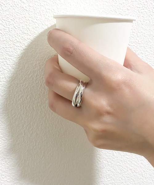 美品 大きぶり指輪 ユニークデザインブランドリング Blanche 指輪 リング ブランシュ プレーンデザイントリプル