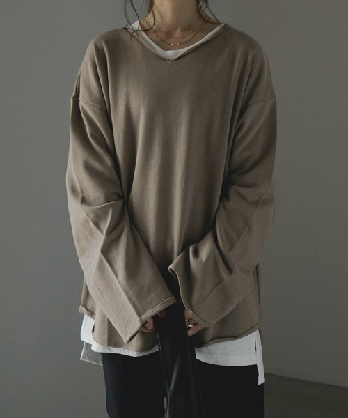 トレーナー スウェット BACK OPEN LOOSE SLEEVE TOPS レディース セール】バックオープンショート丈トレーナー（スウェット