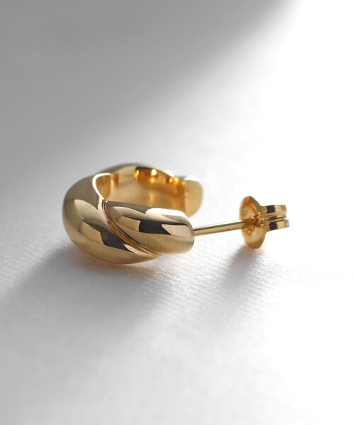 COCOSHNIK ピアス シルバー スモールフープ クロワッサンピアス