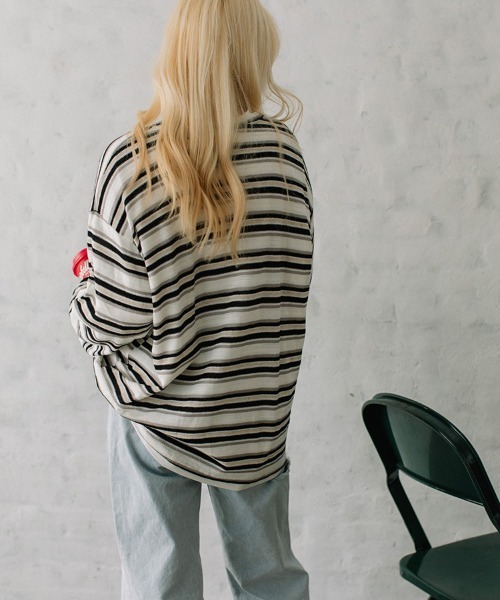 ニット セーター loose border knit/ルーズボーダーニット レディース ニット セーター loose border knit/ルーズボーダーニット