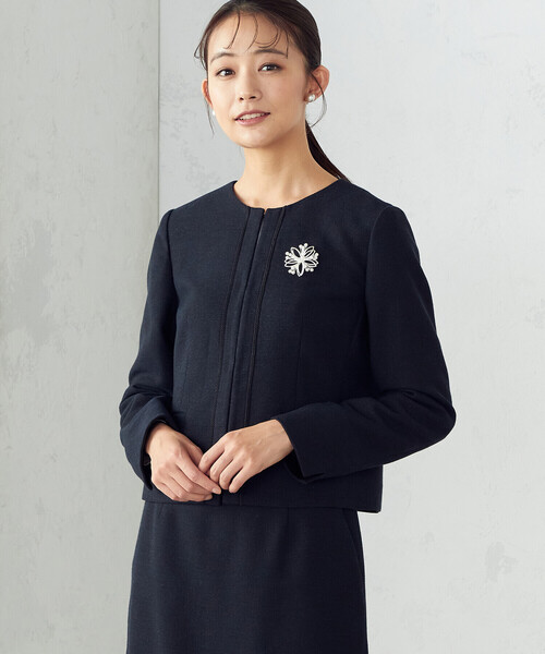 COMME CA ISM (M)牛革 ツイード ステンカラー ニット ジャケット trim_fce_item65546a781f4f0.jpg