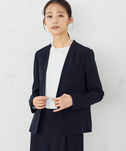 UNTITLED セットアップ ウォッシャブル ノーカラー ネイビー 近年 M UNTITLED セットアップ ウォッシャブル ノーカラー ネイビー
