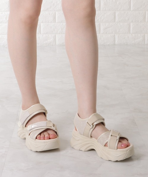 Lace Ladies（レースレディース） サンダル ラメ入りクロスストラップ