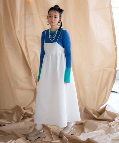 bohmal（ボマール） ワンピース エンボスキャミボリュームワンピース