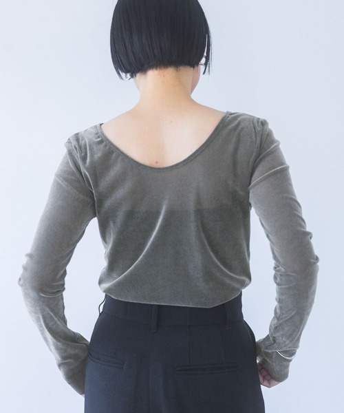 A part by tシャツ シアーベロアカットソー_長袖 レディース