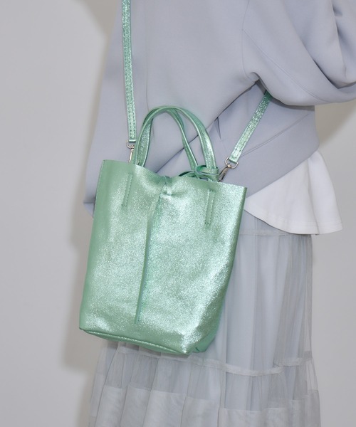 【Purificacion Garcia】メタリックレザートートバッグ Paradise Picnic トートバッグ MILLELA FIRENZE メタリック