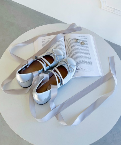 Loueme パンプス レースアップリボンヒールバレエシューズ : ZOZOTOWN