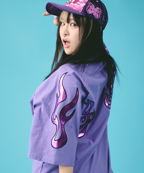 GALFY (ガルフィー) 反戦ロンTee - Purple / ロックファッション