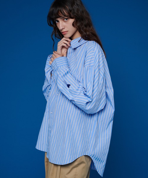 シャツ IONSEOUL Star Embroidery Stripe Shirt JE347 HEART EMBROIDERY STRIPE SHIRT / ハート刺繍シャーリング