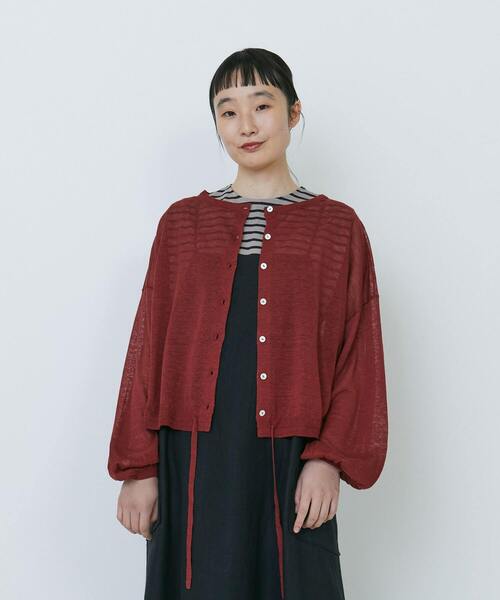 LOISIR カーディガン 「2WAY」リネンナイロン天竺シアーニット