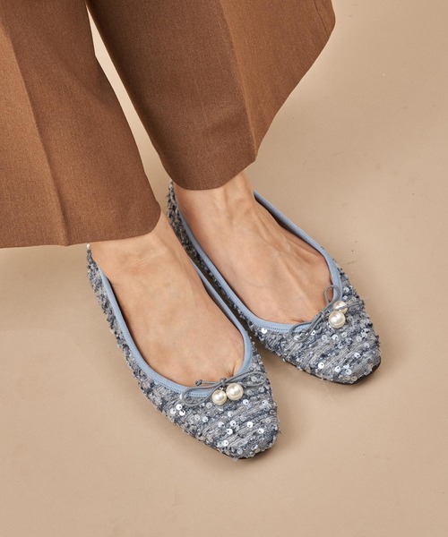 ＊新作＊ バレエシューズ パンプス パールビジュー付きデザインバレエ 雨に強い