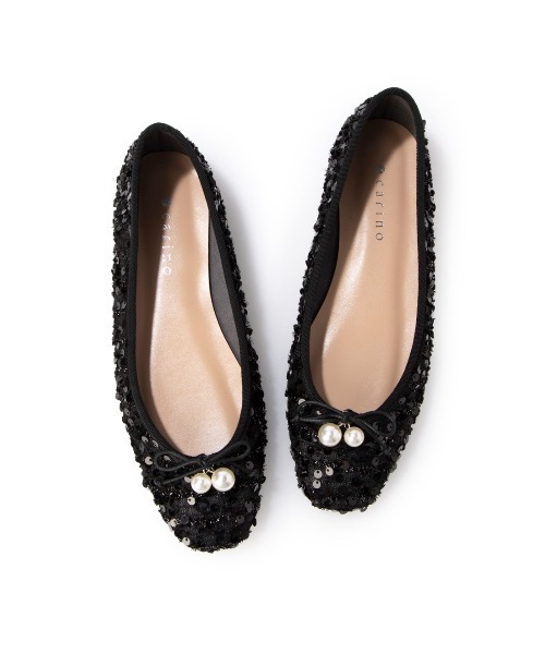 ＊新作＊ バレエシューズ パンプス パールビジュー付きデザインバレエ 雨に強い