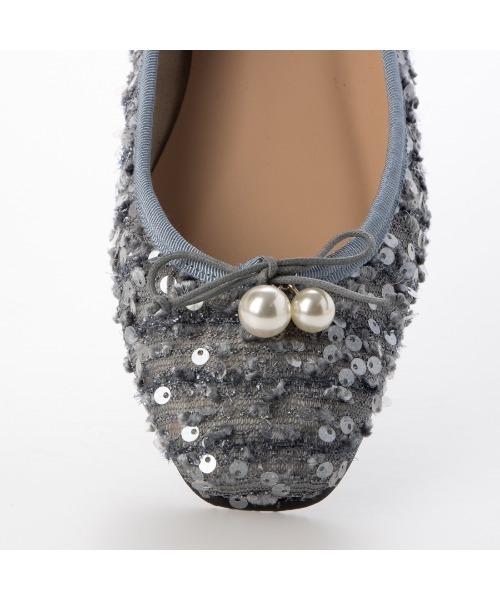 ＊新作＊ バレエシューズ パンプス パールビジュー付きデザインバレエ 雨に強い