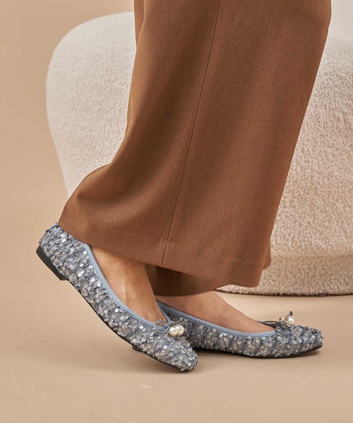 ＊新作＊ バレエシューズ パンプス パールビジュー付きデザインバレエ 雨に強い