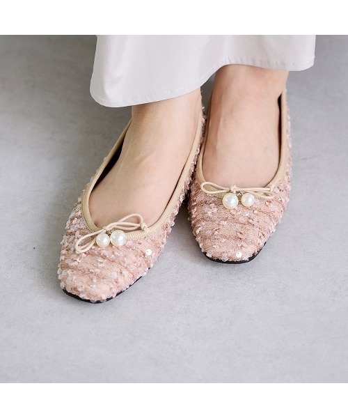 ＊新作＊ バレエシューズ パンプス パールビジュー付きデザインバレエ 雨に強い