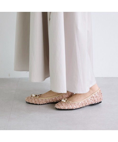 ＊新作＊ バレエシューズ パンプス パールビジュー付きデザインバレエ 雨に強い