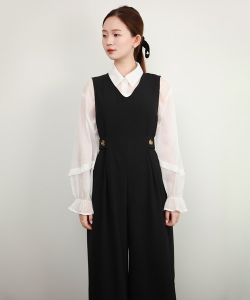 DRESS+ サロペット オーバーオール サイドボタン オールインワン