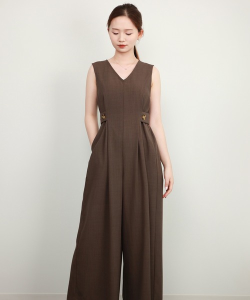トリーバーチ 金ボタン サロペット パンツ オールインワン 黒 0 DRESS+ サロペット オーバーオール サイドボタン オールインワン
