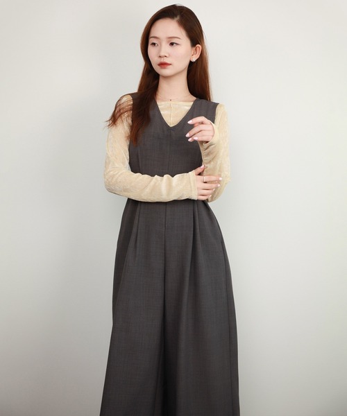 DRESS+ サロペット オーバーオール サイドボタン オールインワン