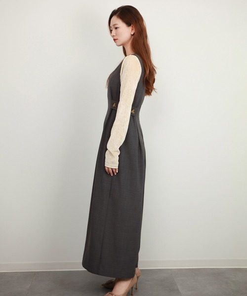 サイドボタン綺麗めサロペット DRESS+ サロペット オーバーオール サイドボタン オールインワン