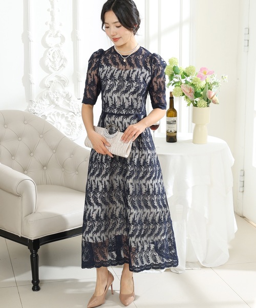 完売品✴︎セルフポートレイト　総刺繍　ロングワンピース　ドレス　花柄　ボタニカル Lace Ladies（レースレディース） ドレス ボタニカル柄 半袖 シアー