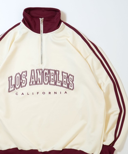 おしゃれスタ ジャージ half zip track jacket/フロントロゴ刺繍