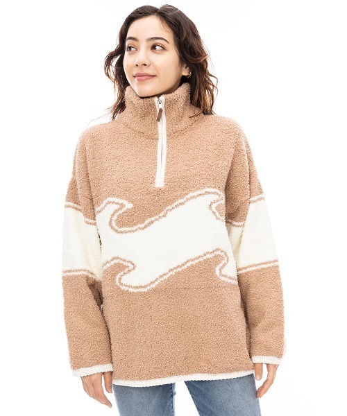 ニット セーター BILLABONG レディース BOA HALF ZIP SWEATER セーター/ビラボンウェーブアイコンオーバーサイズシルエット