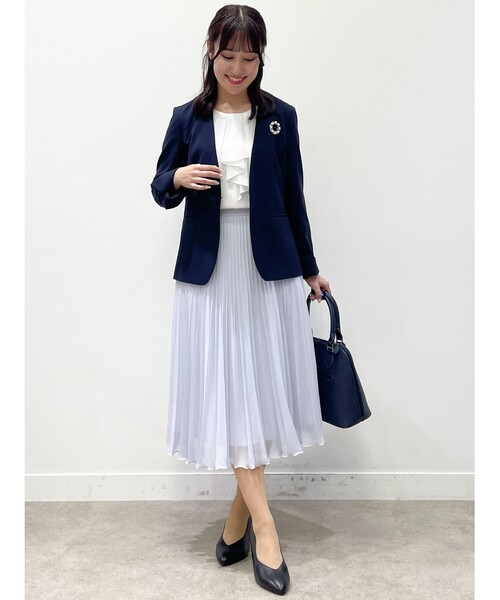 ブラウス シャツ 「夏SALE／フォーマル/マシンウォッシュ可」フロントラッフルディティールブラウス レディース Reflect ブラウス シャツ 「夏SALE／フォーマル/マシン