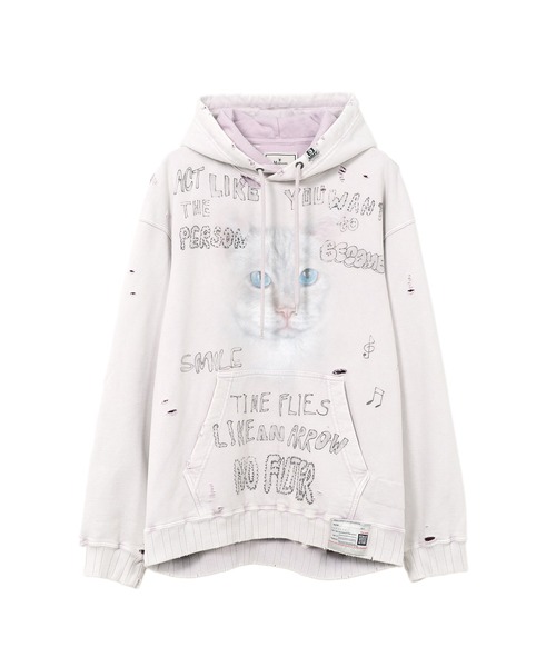 メゾンミハラヤスヒロCat Print Distressed Hoodie