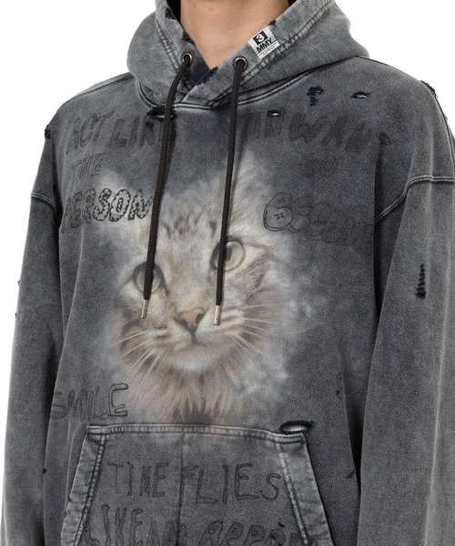Maison MIHARA YASUHIRO / トレーナー グレー 猫 Maison MIHARA YASUHIRO - Cat Printed Sweatshirt - BLACK