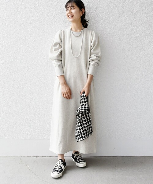 SHIPS any ワンピース 「WEB限定」SHIPS any: USAコットン 裏起毛 パフ