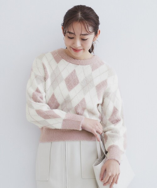 index（インデックス） ニット セーター アーガイルチェックフェザー