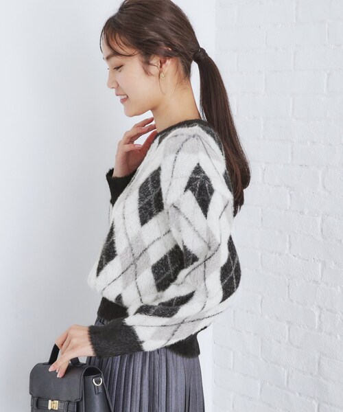 index（インデックス） ニット セーター アーガイルチェックフェザー