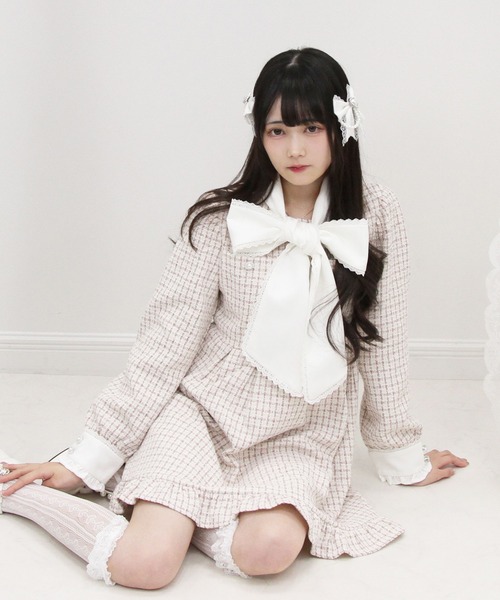 DearMyLove ワンピース ボウタイツイードワピース : ZOZOTOWN Yahoo!店