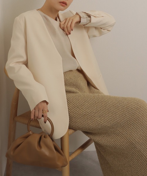 digneアイボリー ノーカラージャケット ジャケット ノーカラージャケット no color fly front jacket /比翼