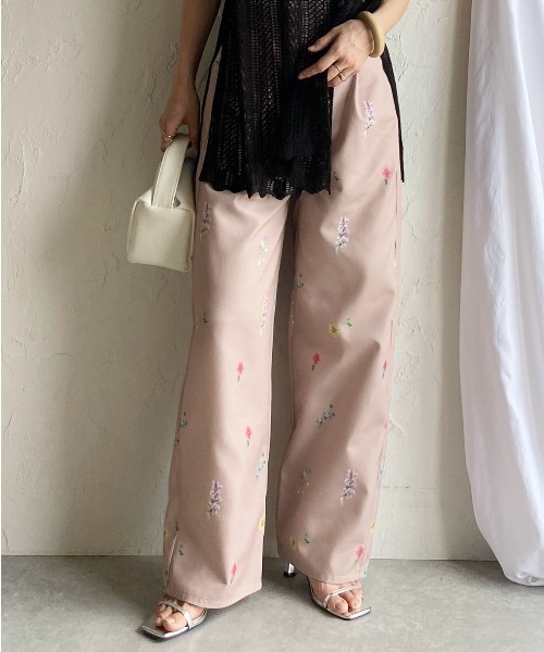 She's Closet パンツ ワイドフラワープリント花柄パンツ