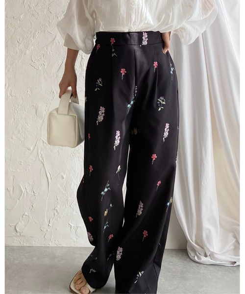 She's Closet パンツ ワイドフラワープリント花柄パンツ