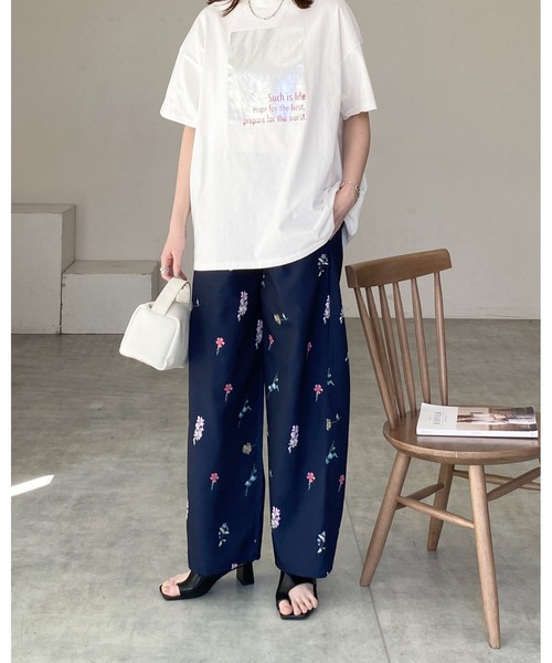 ★華やかなフラワープリント★CHANEL パンツ She's Closet パンツ ワイドフラワープリント花柄パンツ