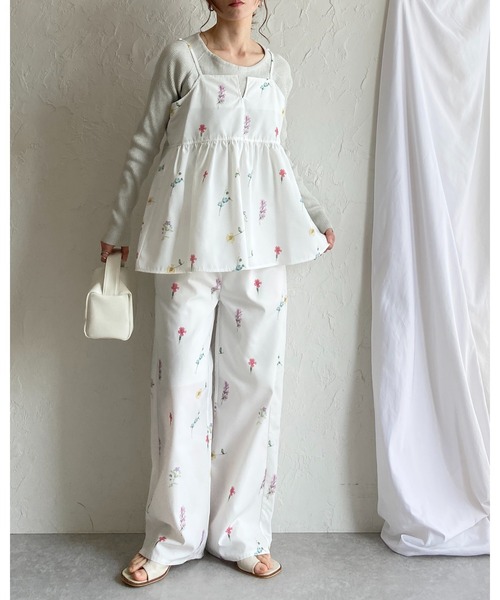 She's Closet パンツ ワイドフラワープリント花柄パンツ
