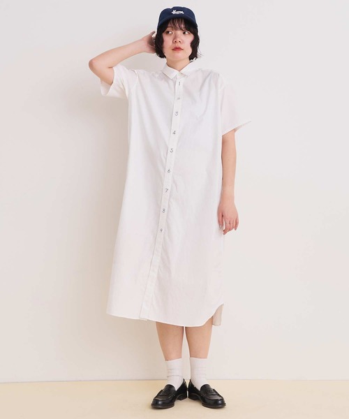シャツワンピ サイドギャザーシャツワンピース【CORNERS by KR】【一部予約
