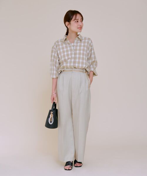 ブラウス シャツ 2wayカシュクールチェックシャツ 「低身長・小柄女性