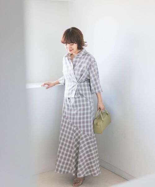ブラウス シャツ 2wayカシュクールチェックシャツ 「低身長・小柄女性」 レディース ブラウス シャツ 2wayカシュクールチェックシャツ 「低身長