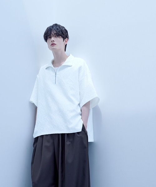 ASTRONOMY tシャツ ビッグシルエットハーフジップTシャツ 総柄