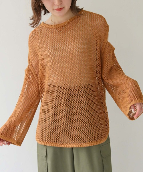 「HER CLOSET」 「SHE MO SHELLY」長袖ニット M カーキ レディース_画像3